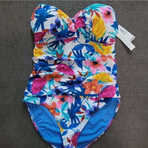Bleu Rod Beattie A place in the sun Bandeau Strapless One Piece Swimsuit size 8 - Picture 1 of 11